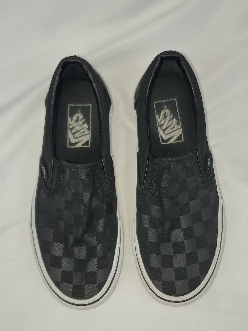 Vans Kids Black Checkerboard Slip-On Sneakers